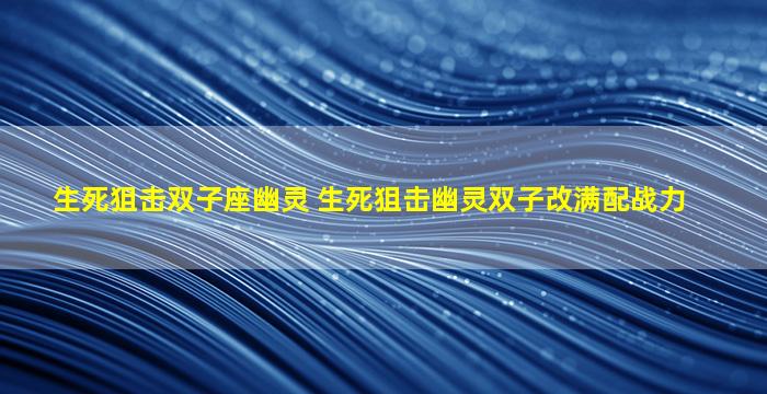 生死狙击双子座幽灵 生死狙击幽灵双子改满配战力